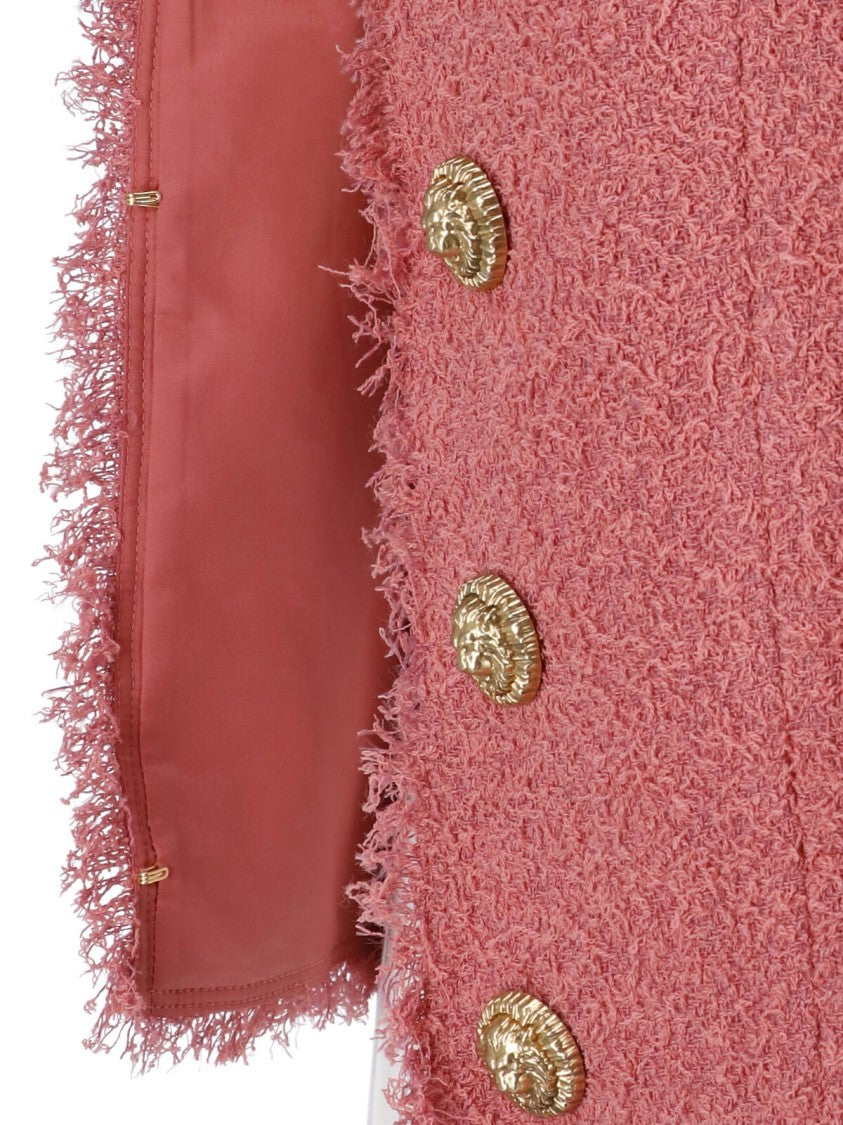 Balmain Pink Spencer Cropped Tweed Jewel Jacket