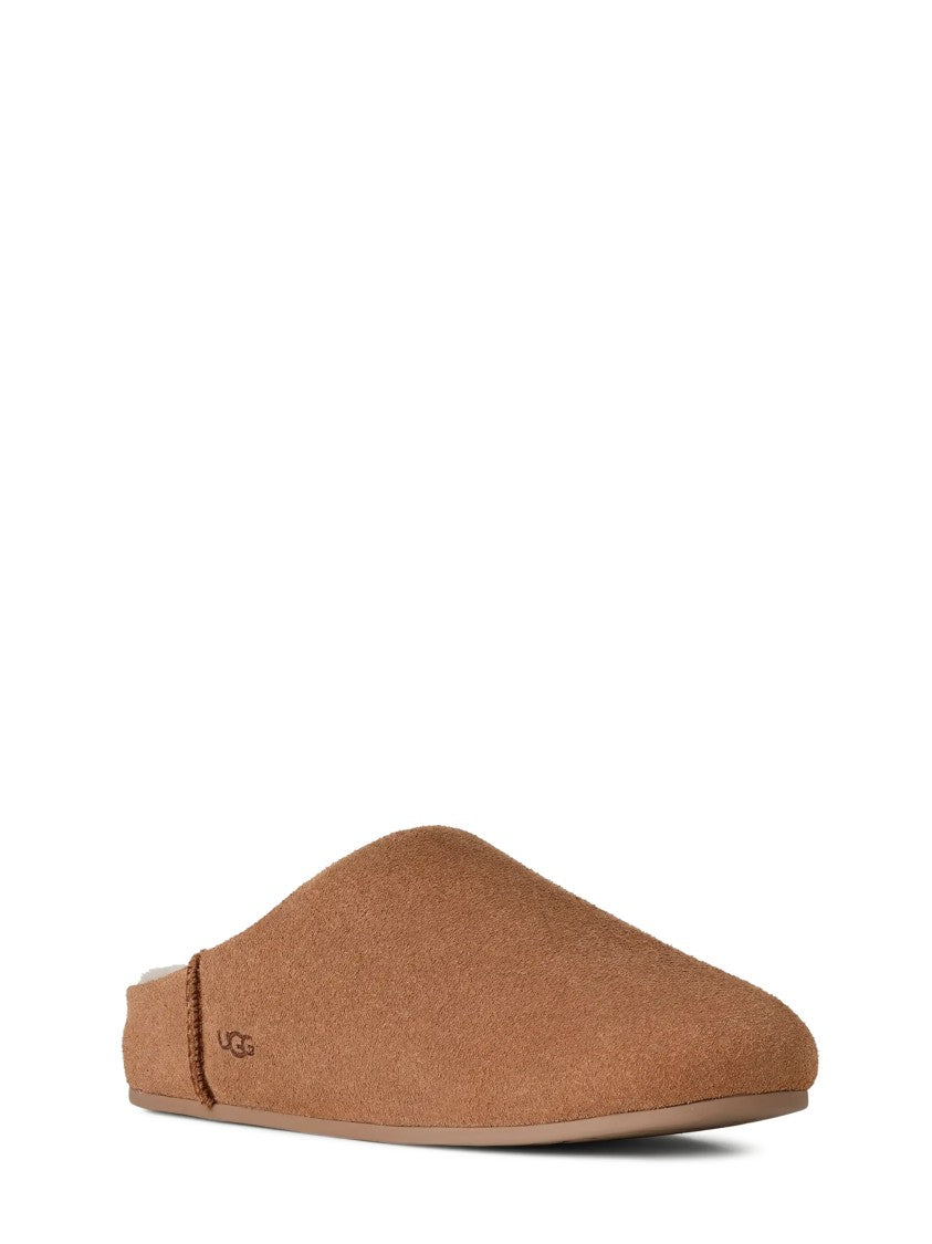 Ugg Open-Back Plush Leather Slip-On Shoes