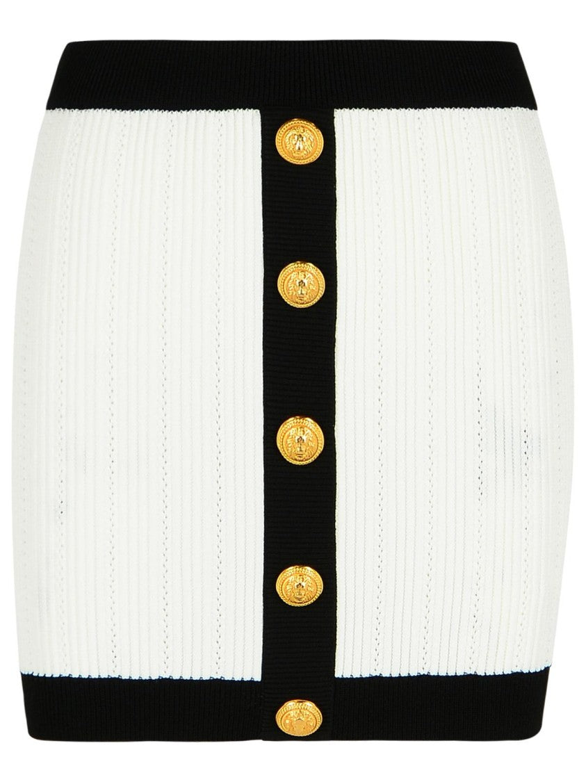 Balmain Mini Skirt In White Viscose Blend