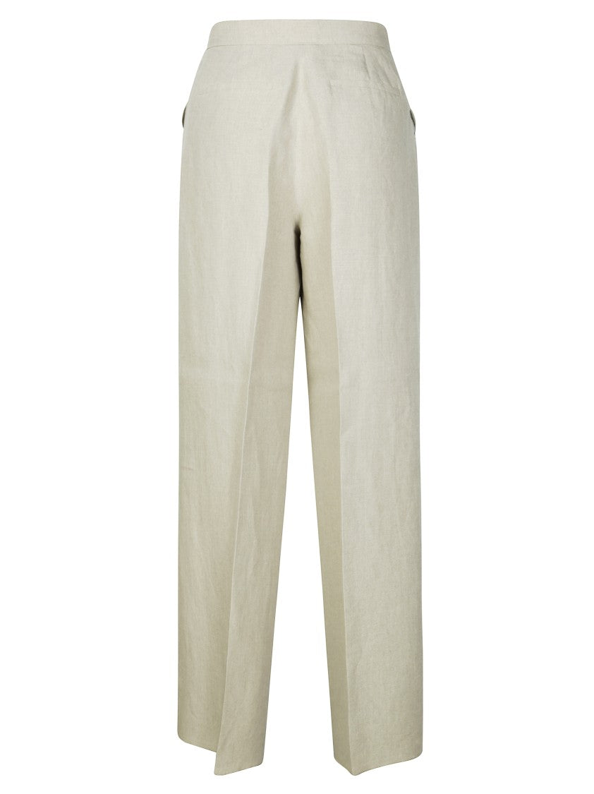 Max Mara Linen Straight-Leg Trousers With Concealed Fastening