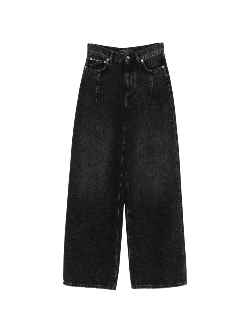 Dolce & Gabbana Black Wide-Leg Cotton Five-Pocket Pants