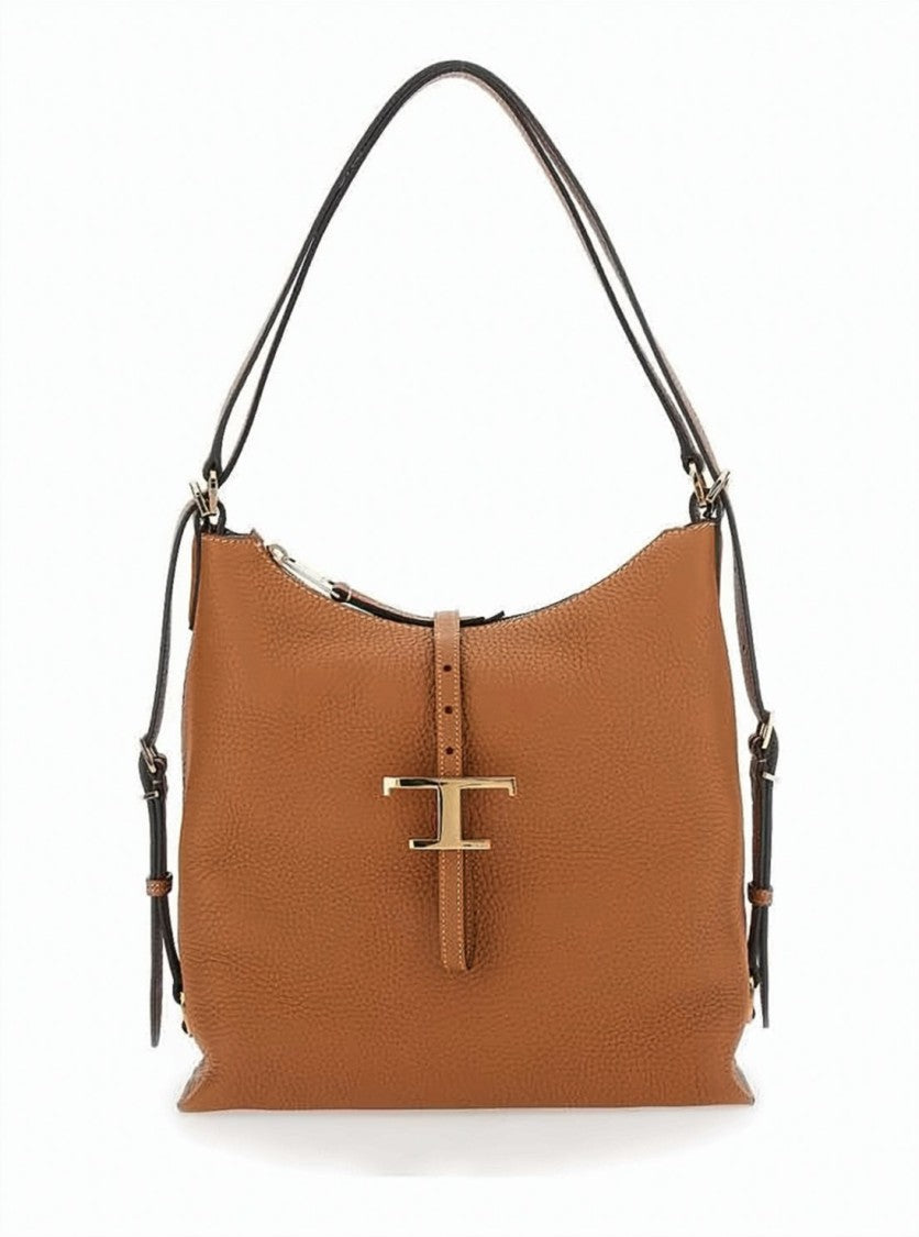 Tod's Timeless Brown Pebbled Leather Shoulder Bag