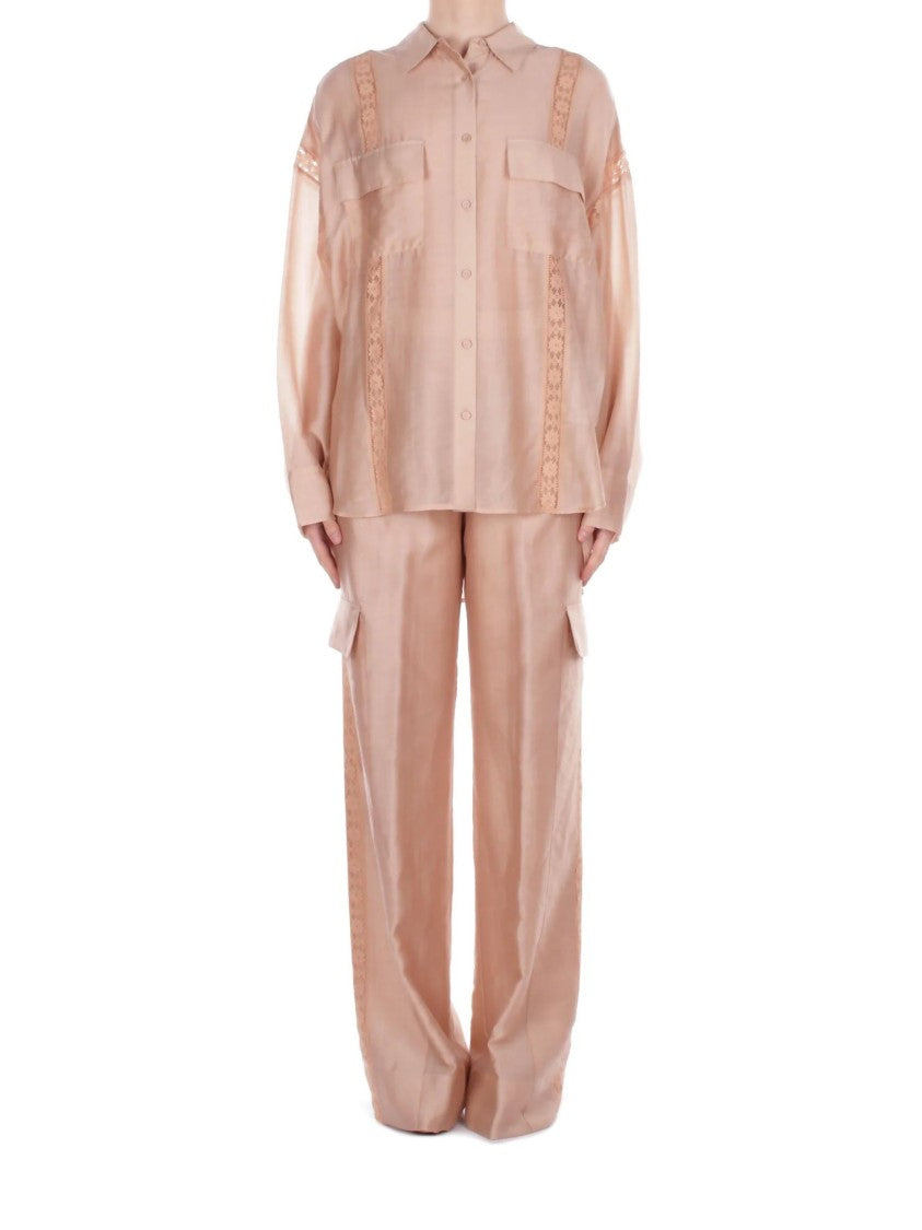 Blugirl Wide-Leg Lace Detail Cargo Pants