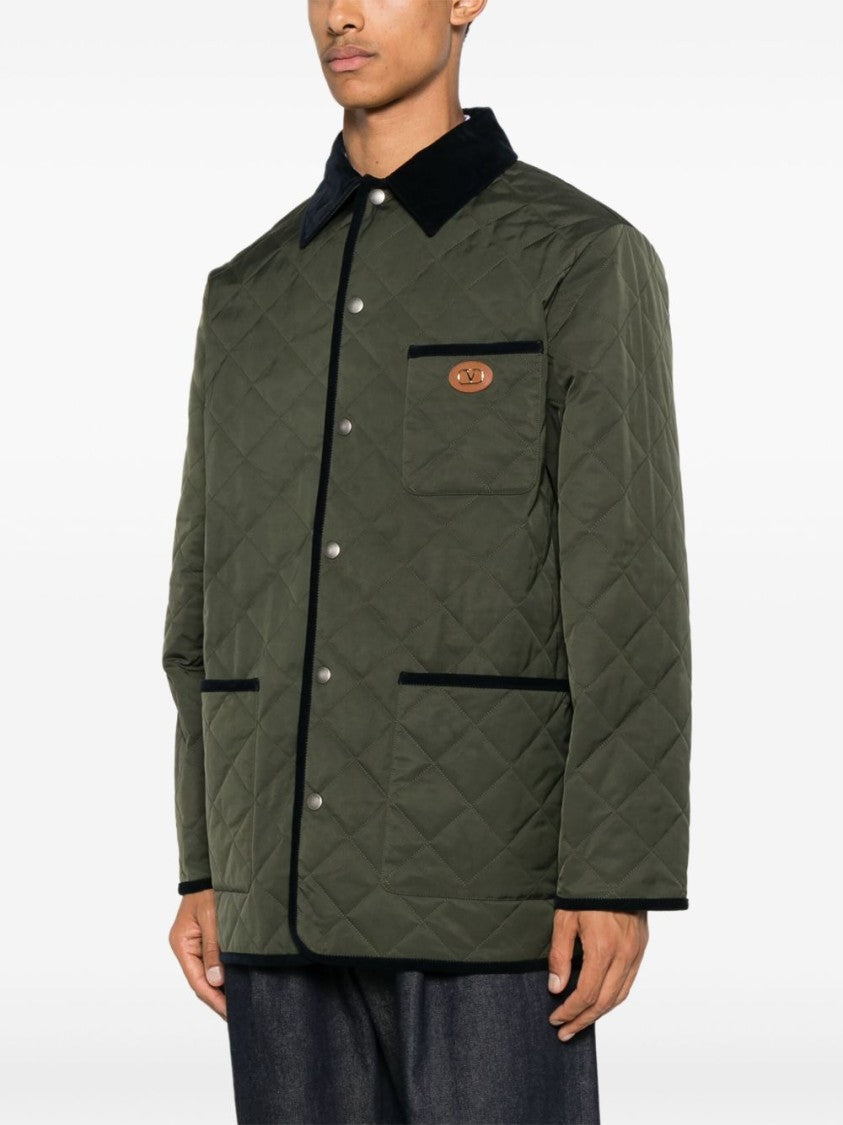 Valentino Garavani Quilted Jacket With Classic Collar And Contrasting Trim