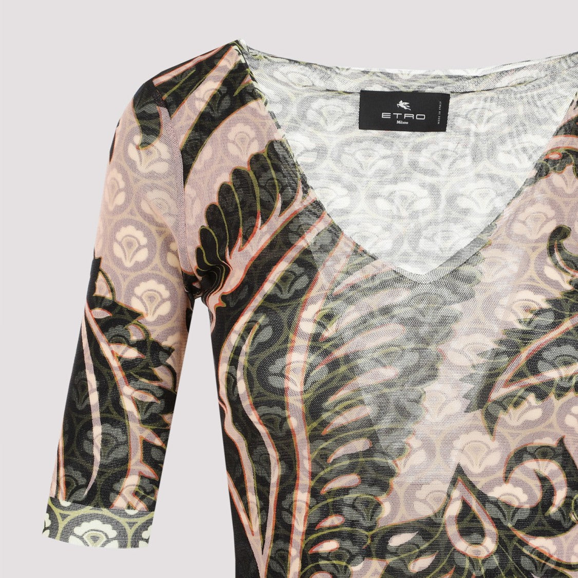 Etro Print Pink Polyamide Midi Dress