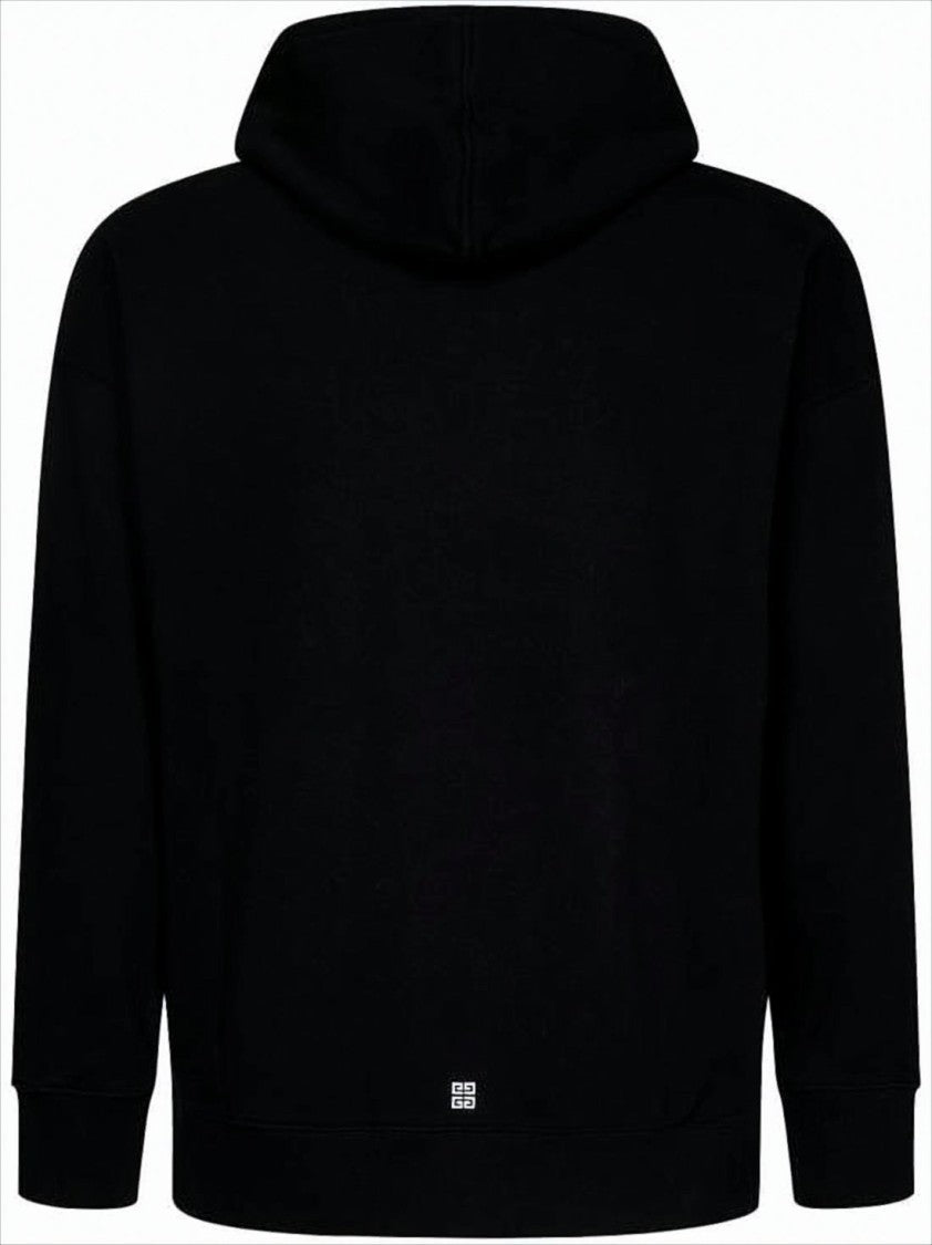 Givenchy Black Cotton Hoodie With Bold Logo And Adjustable Drawstring
