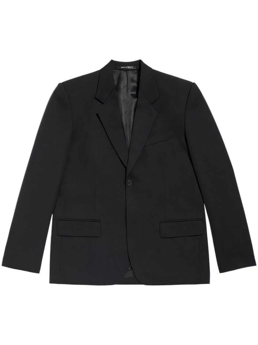 Balenciaga Black Wool Blazer With Single-Button Closure