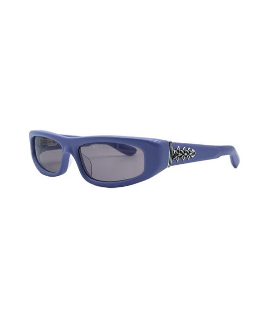 Chrome Hearts Narrow Rectangular Acetate Sunglasses With Silver Embellishments