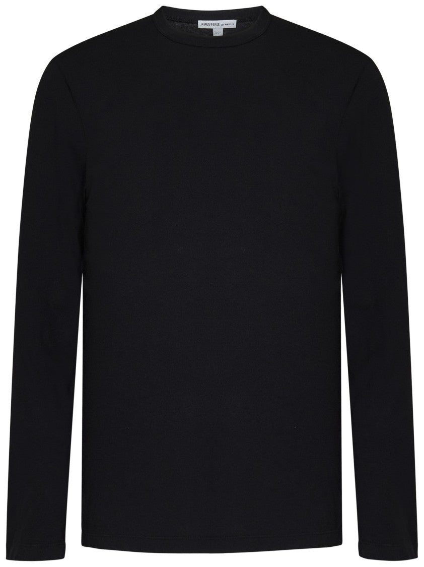 James Perse Garment-Dyed Black Cotton Long-Sleeved T-Shirt
