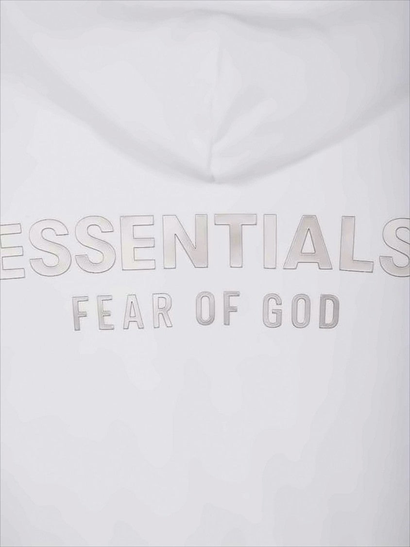 Fear Of God Cropped White Hoodie With Front Zipper And Embossed Detailing
