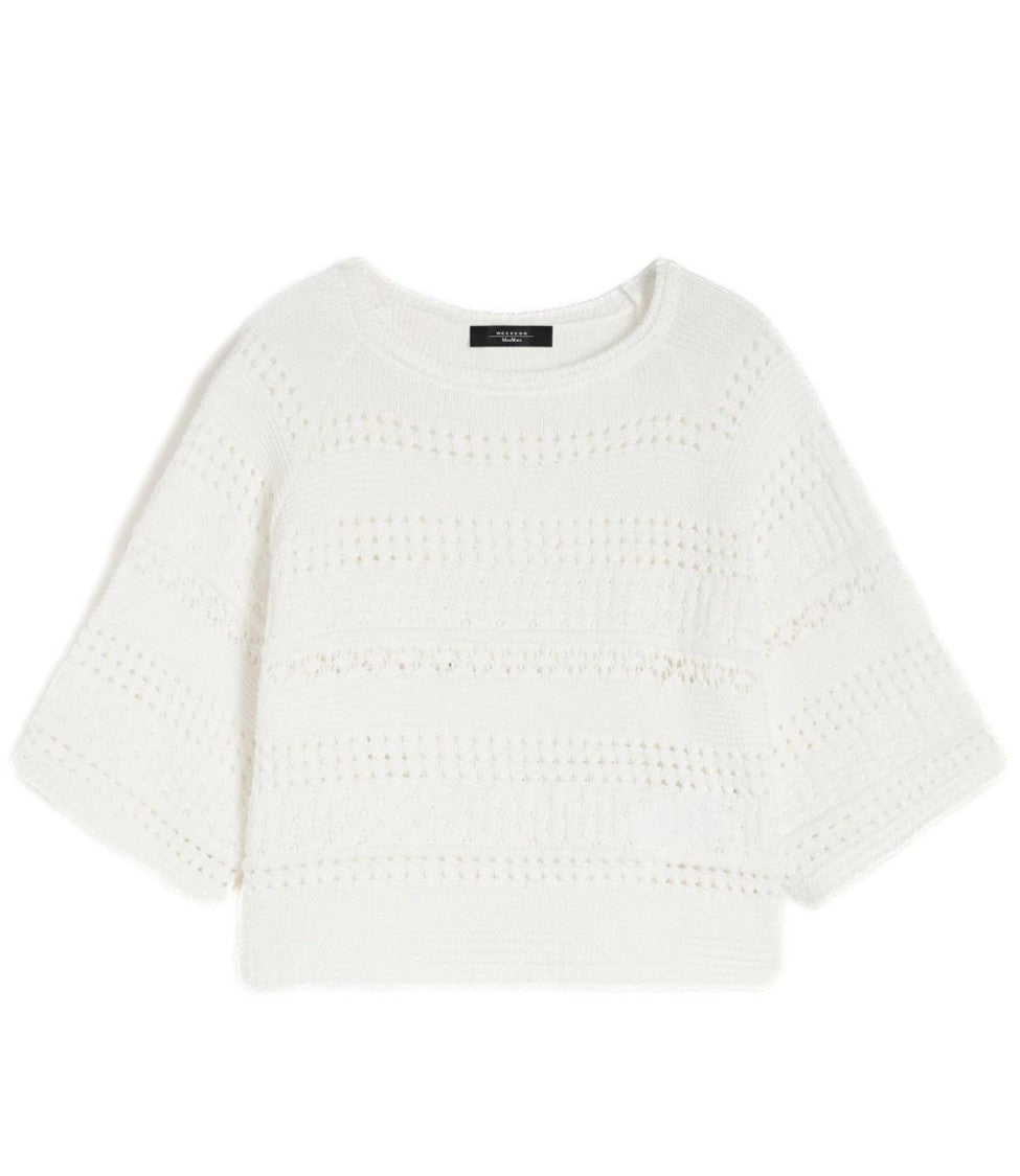 Max Mara Cropped Knit Top With Openwork Design