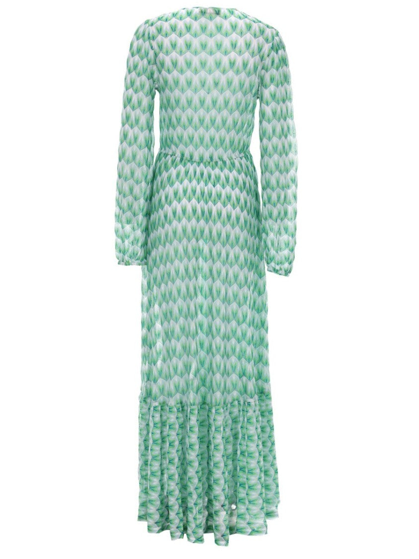 Missoni Green Geometric Viscose-Blend Evening Dress