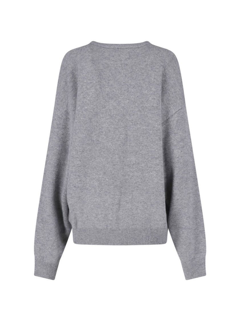 Extreme Cashmere Grey Jonah Deep V-Neck Buttoned Cashmere Cardigan