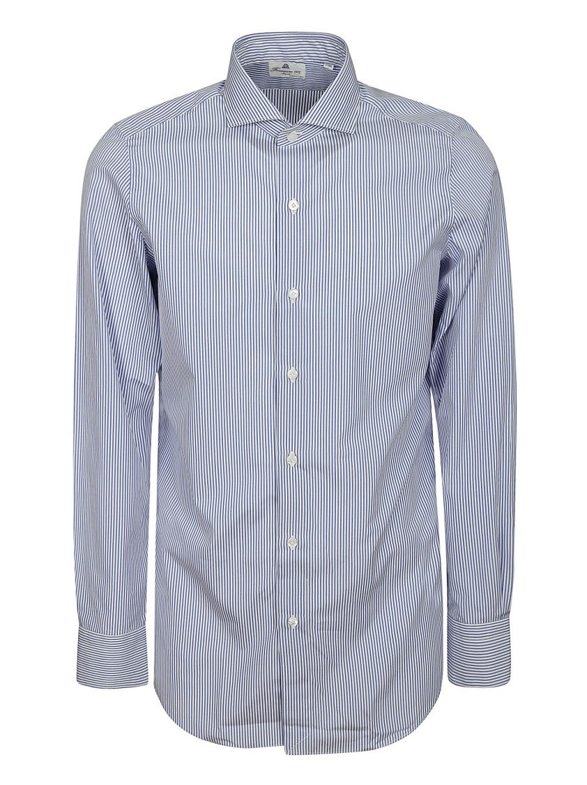 Finamore Light Blue Striped Cotton Shirt