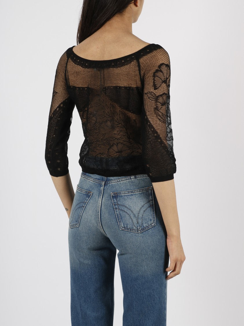 Alberta Ferretti Viscose Net Knit Top
