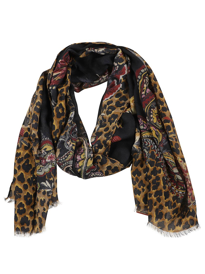 Etro Intricate Leopard And Paisley Patterned Modal Scarf