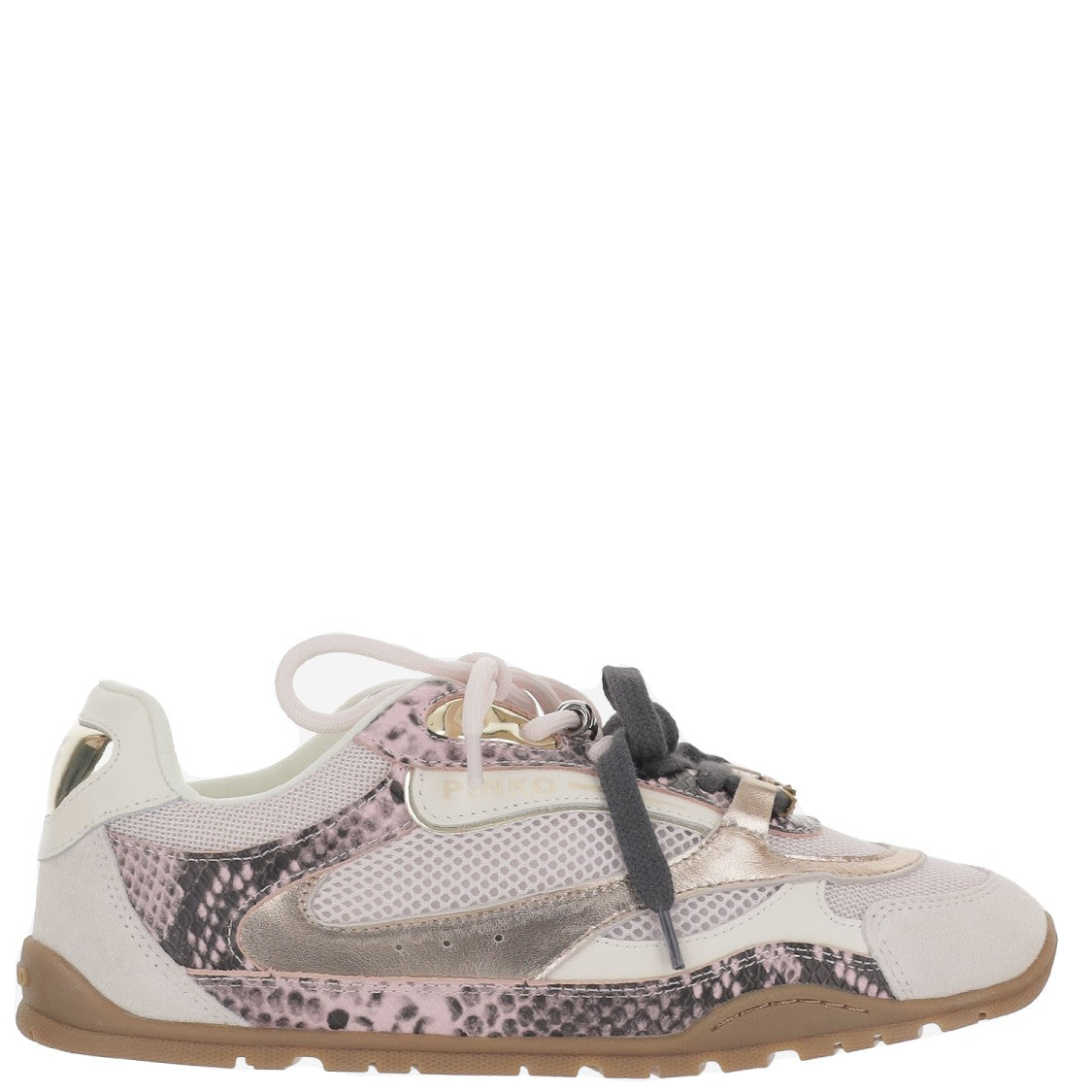Pinko Structured Mixed Leather Sneakers With Contrasting Details