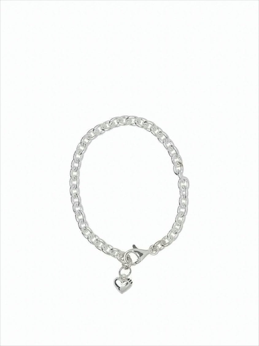 Humanmade Delicate Silver Chain Bracelet With Heart Charm