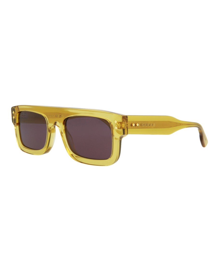 Gucci Square-Frame Acetate Sunglasses In Translucent Yellow