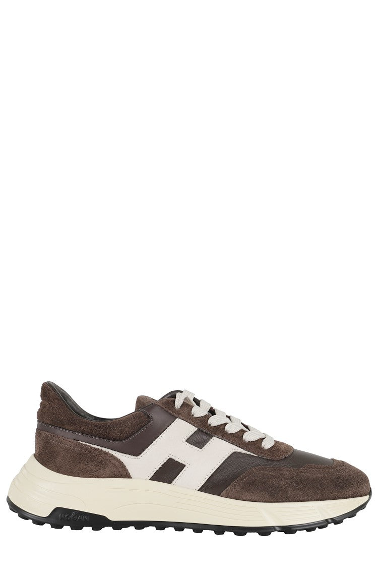 Hogan Hyperlight Lace-Up Sneakers With Contrasting Side H And Technical Fabric