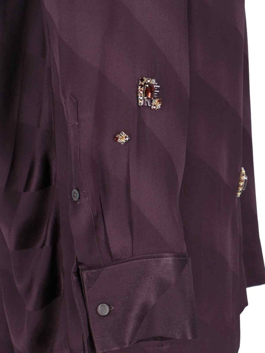 Dries Van Noten Crystal Silk Blouse – Purple