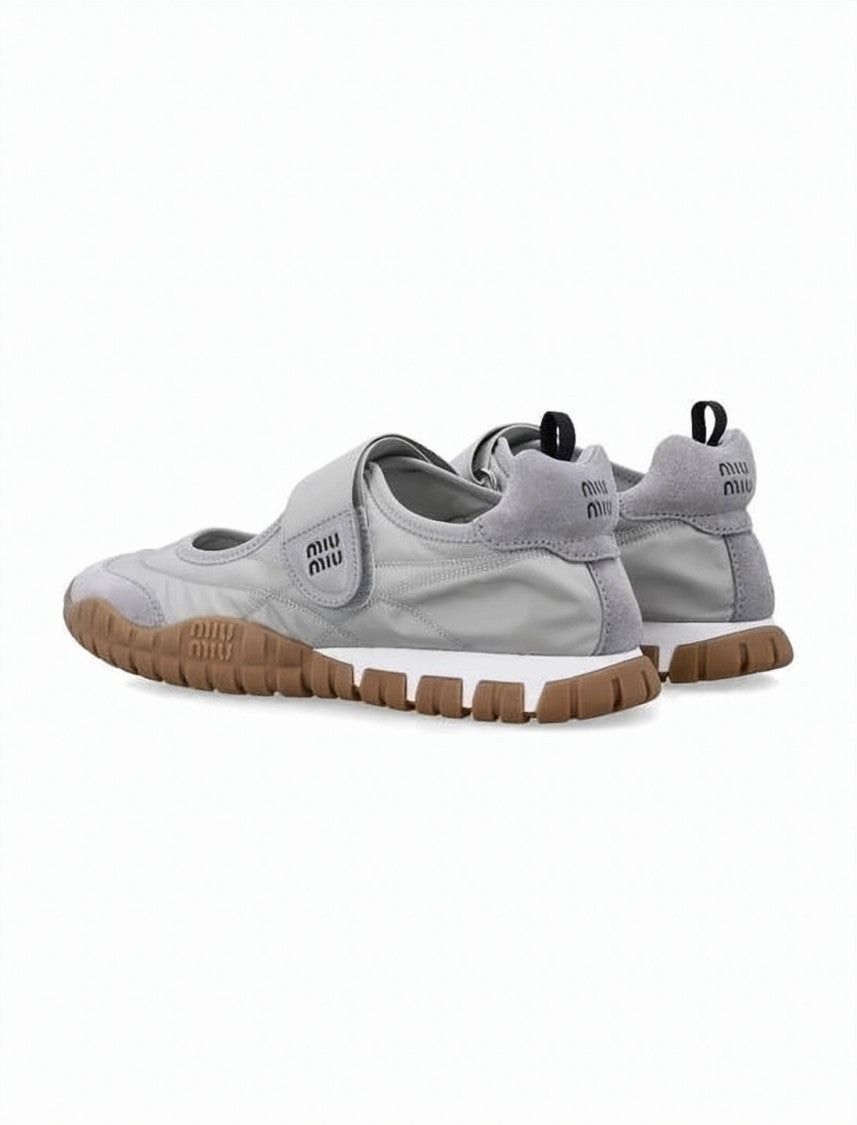 Miu Miu Technical Fabric And Suede Ballet Flats