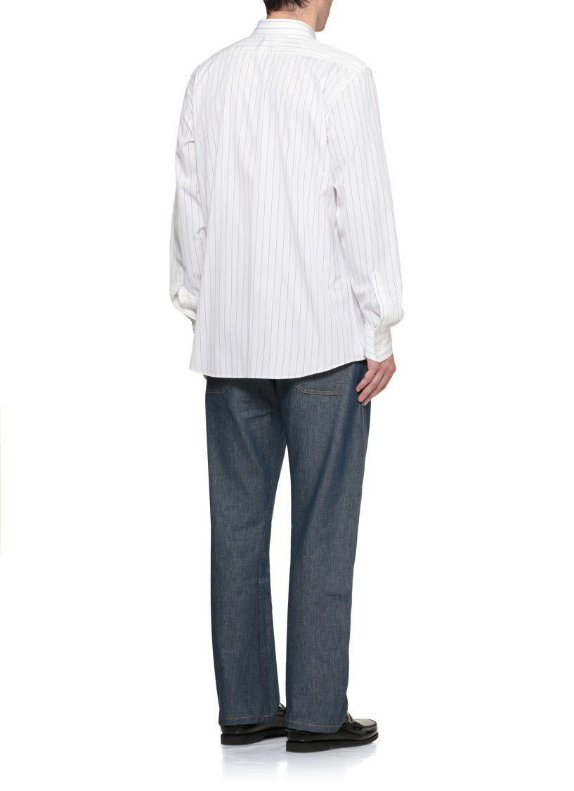 Moschino White All-Over Striped Sunglasses Pocket Shirt