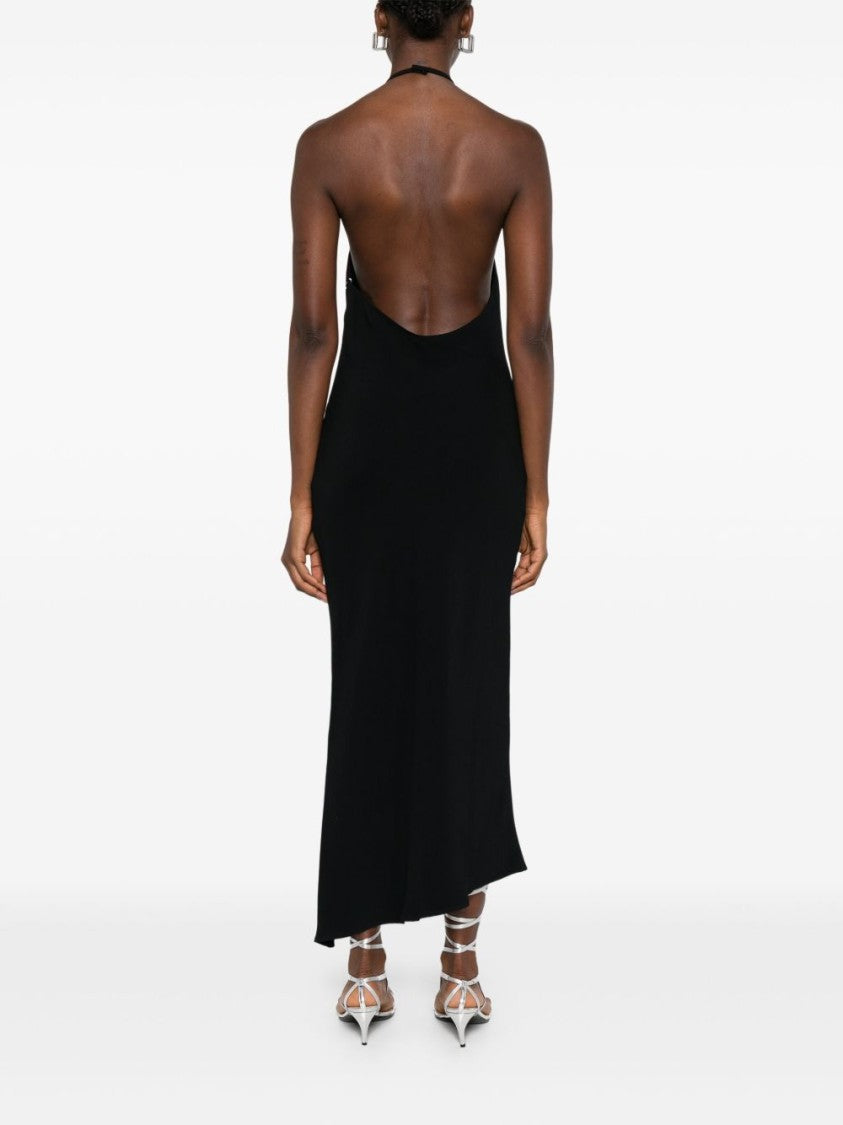 The Attico Black Midi Dress With Halter Neckline