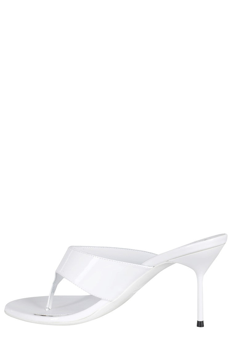 Paris Texas White Lidia Thong Heel Plug Leather Mules