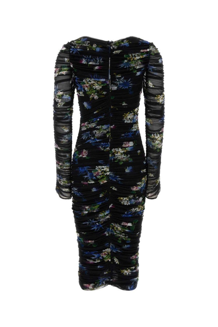 Blumarine Printed Stretch Tulle Dress