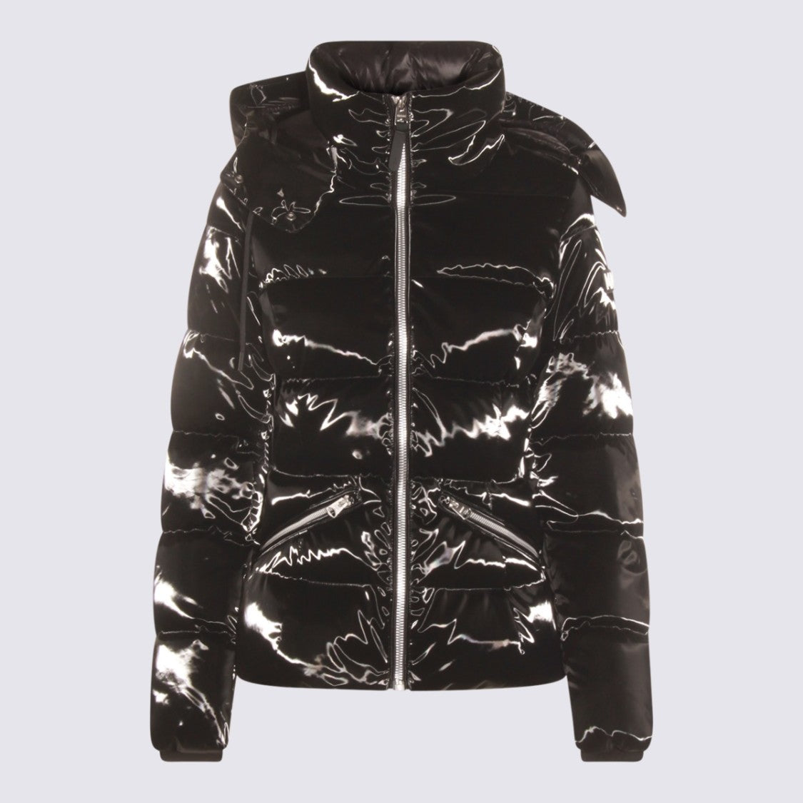 Mackage Black Quilted Hooded High Collar Nylon Down Jacket
