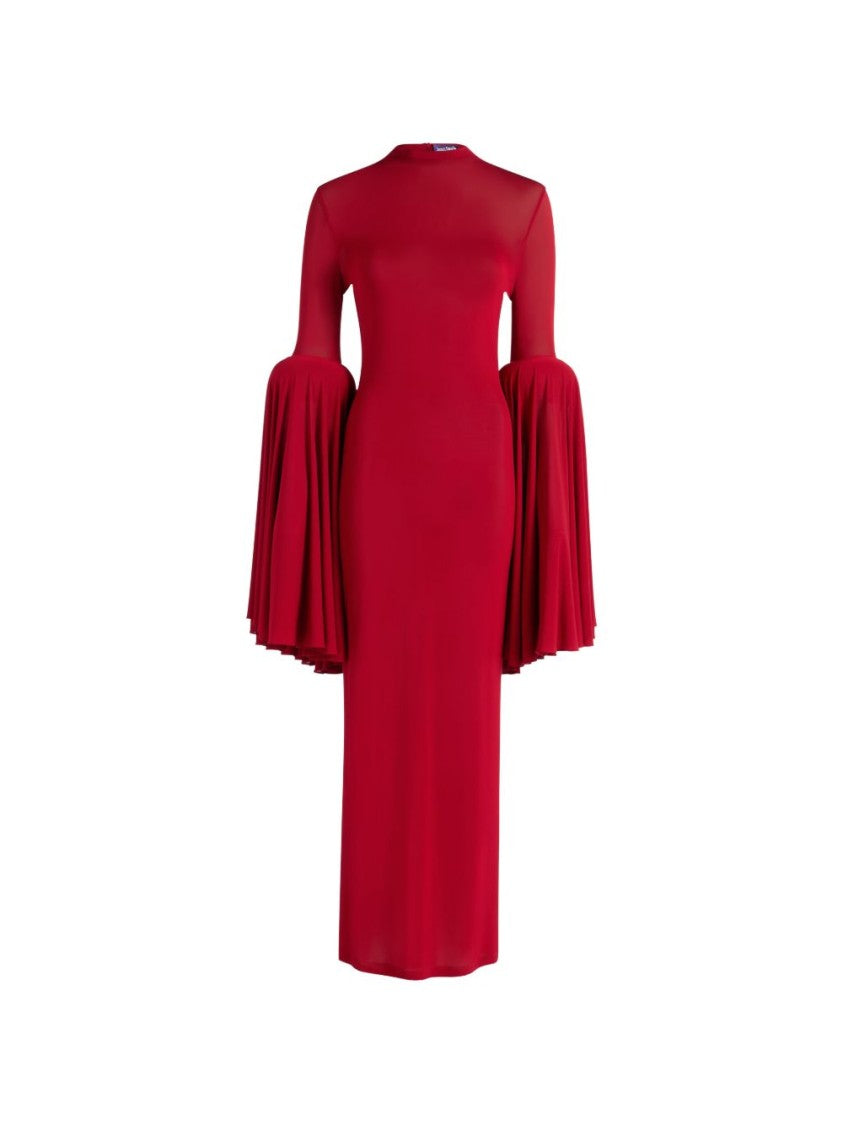 Jean Paul Gaultier Floor-Length Bell Sleeve Dress With High Neckline