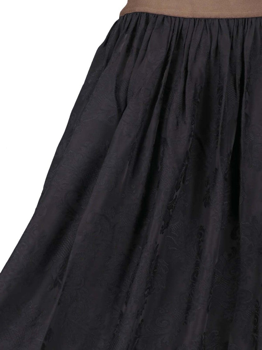 Uma Wang Black Floral Viscose-Blend Midi Skirt