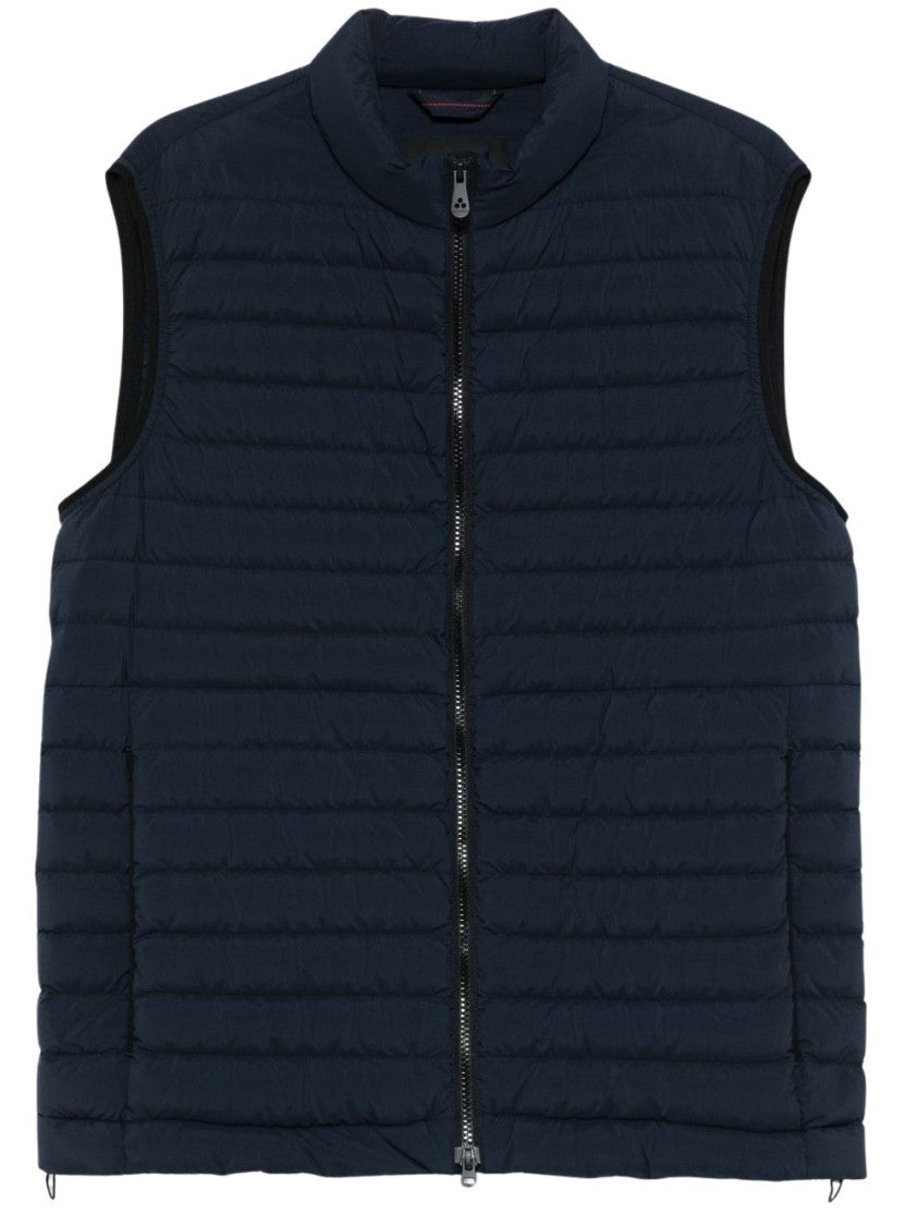 Peuterey Quilted Blue Jacket With High Collar