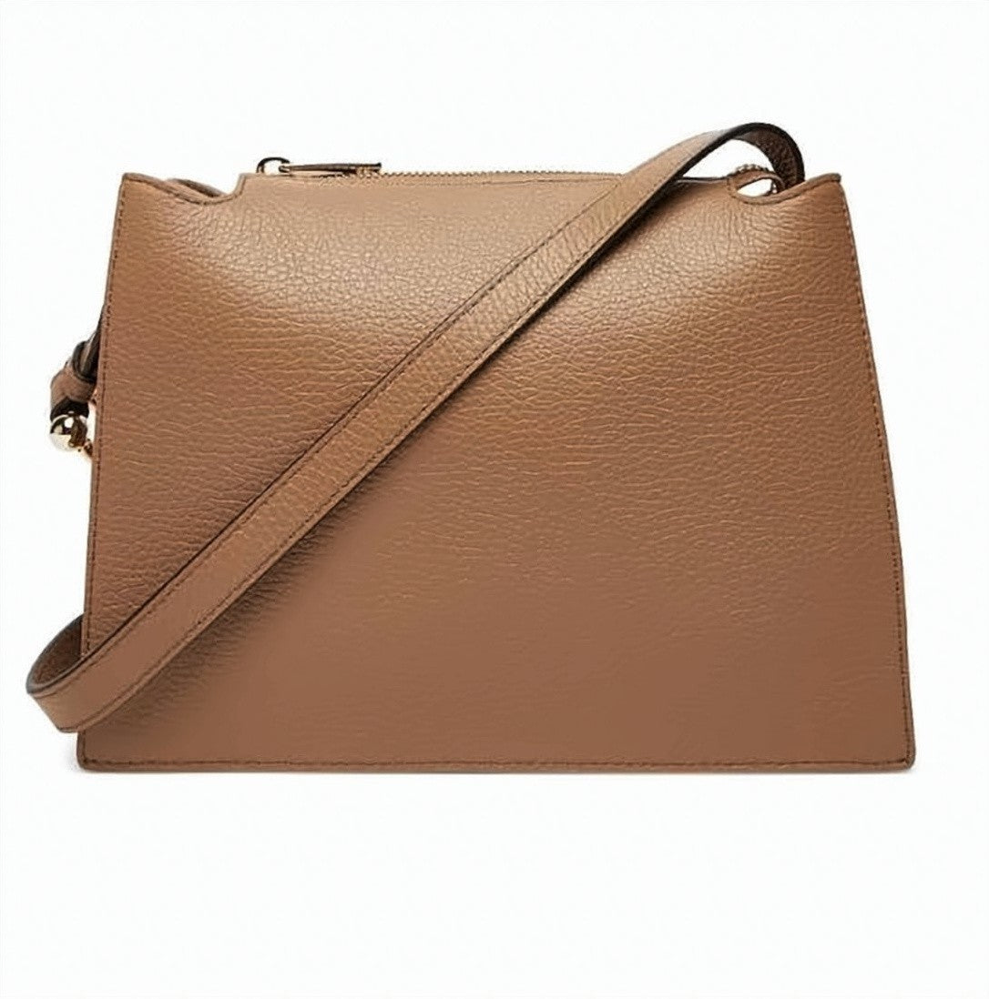 Furla Structured Rectangular Brown Bag With Adjustable Handle