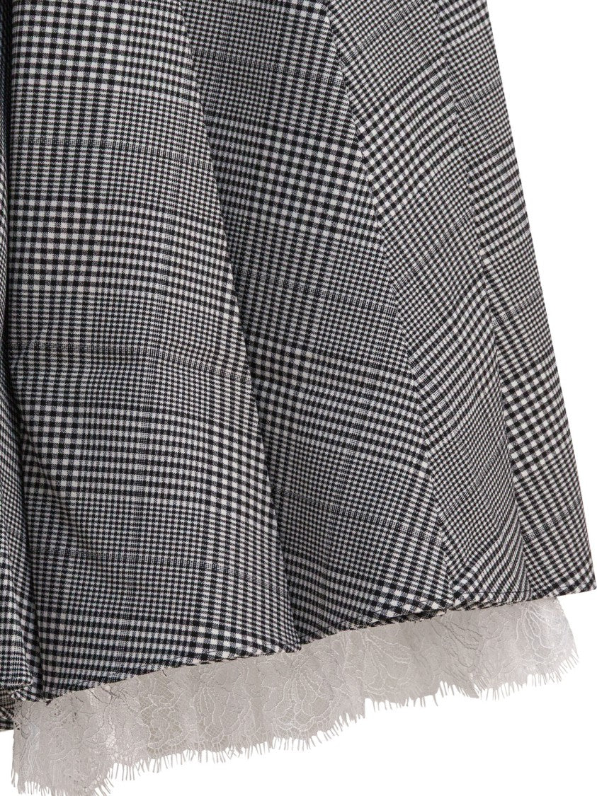 Self-Portrait Grey Pleated Midi Skirt