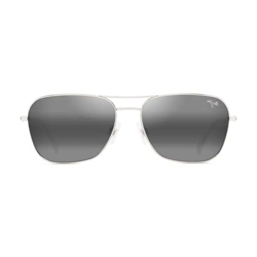 Maui Jim Naauao Rectangular Gradient Tinted Sunglasses With Silver Metal Frame