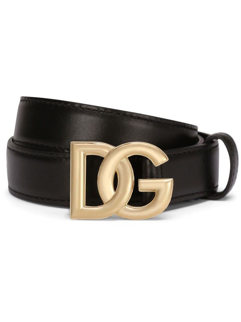 Dolce & Gabbana Black Intertwined Dg Logo Belt