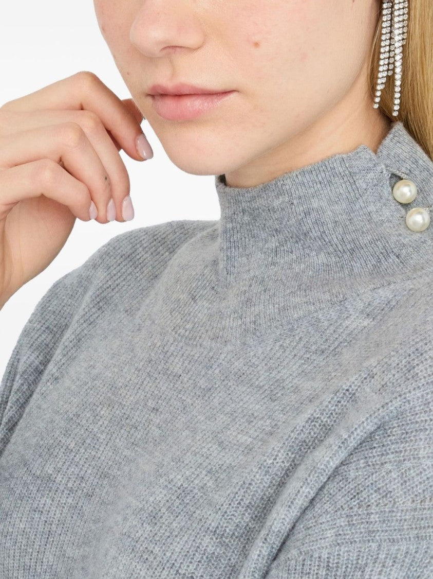 Liu Jo Ribbed Knit Sweater With Pearl Button Detail