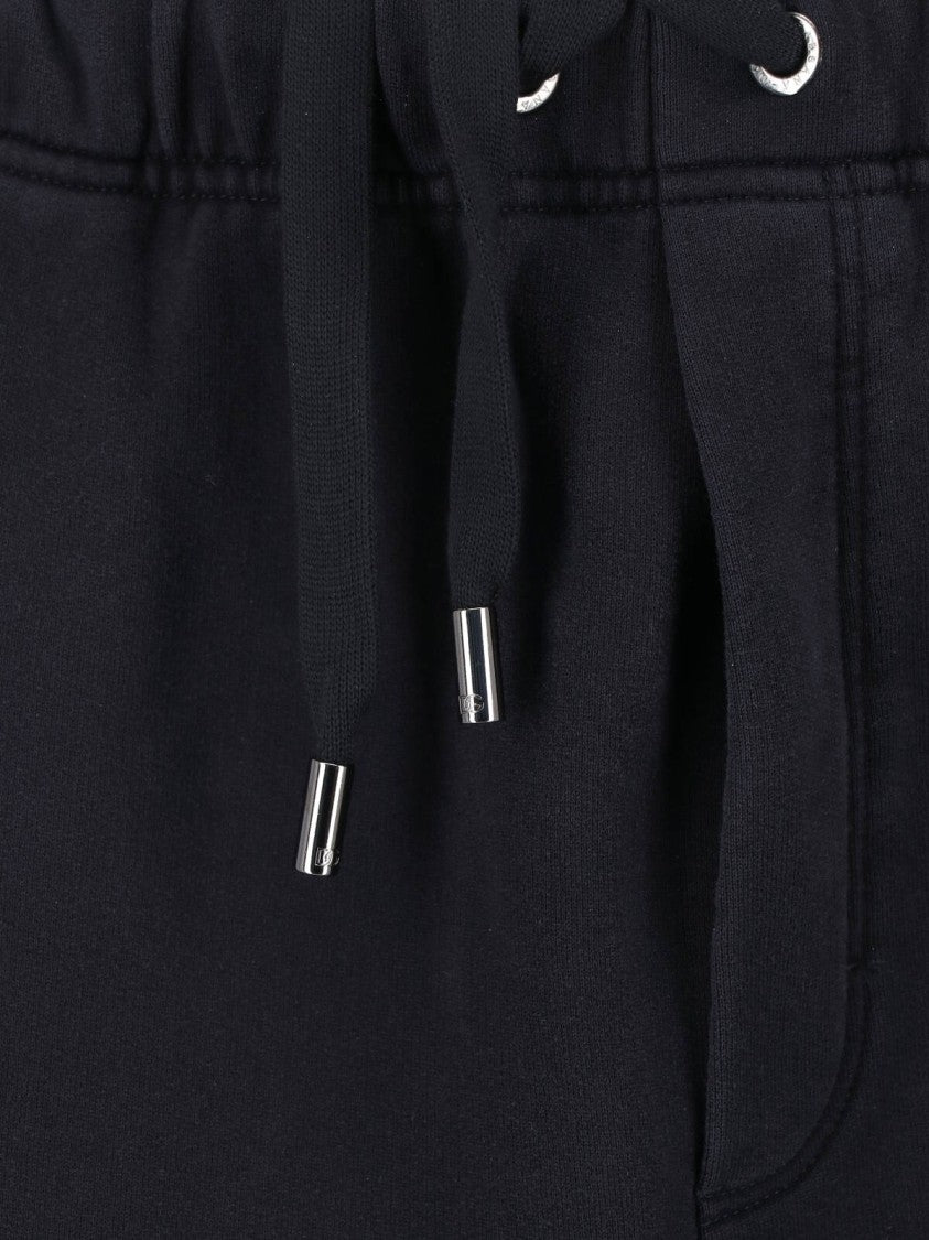 Dolce & Gabbana Black Logo Drawstring Cotton Sports Pants