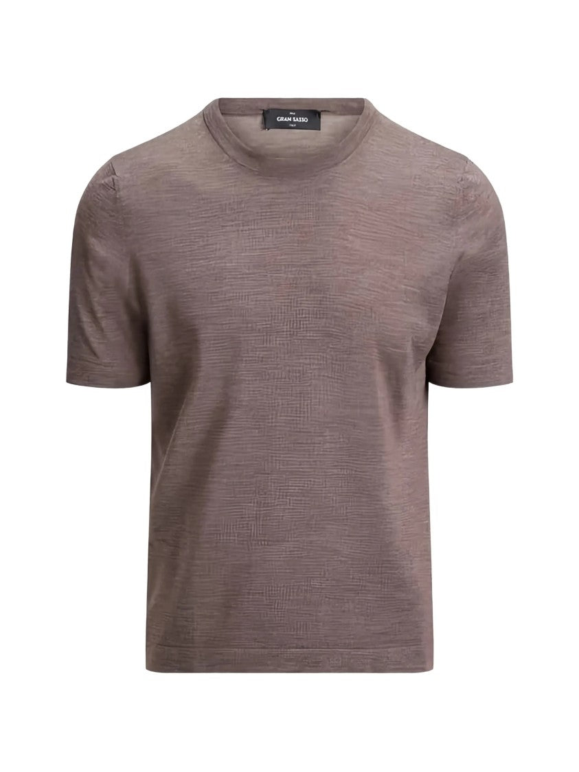 Gran Sasso Paricollo Short-Sleeved Textured Crew Neck Top