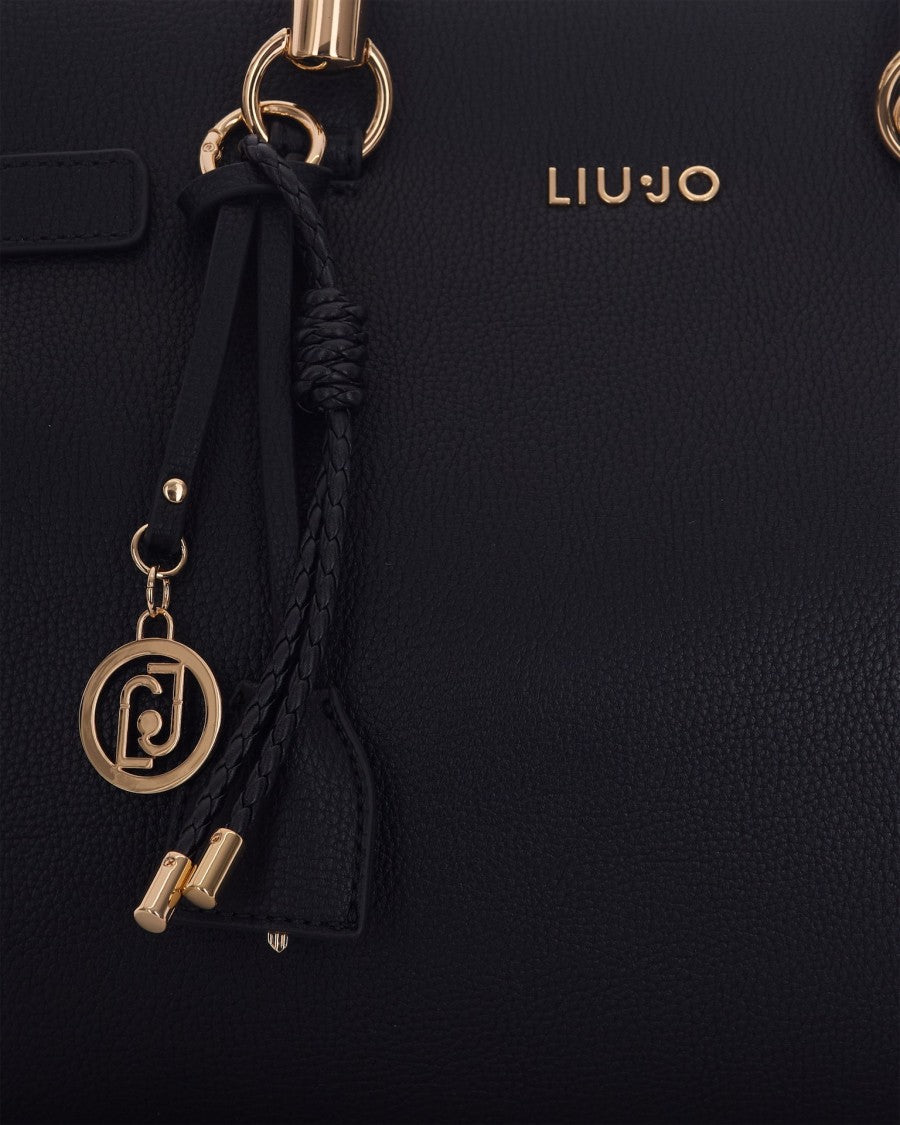 Liu Jo Black Satchel M Textured Vegan Leather Bag