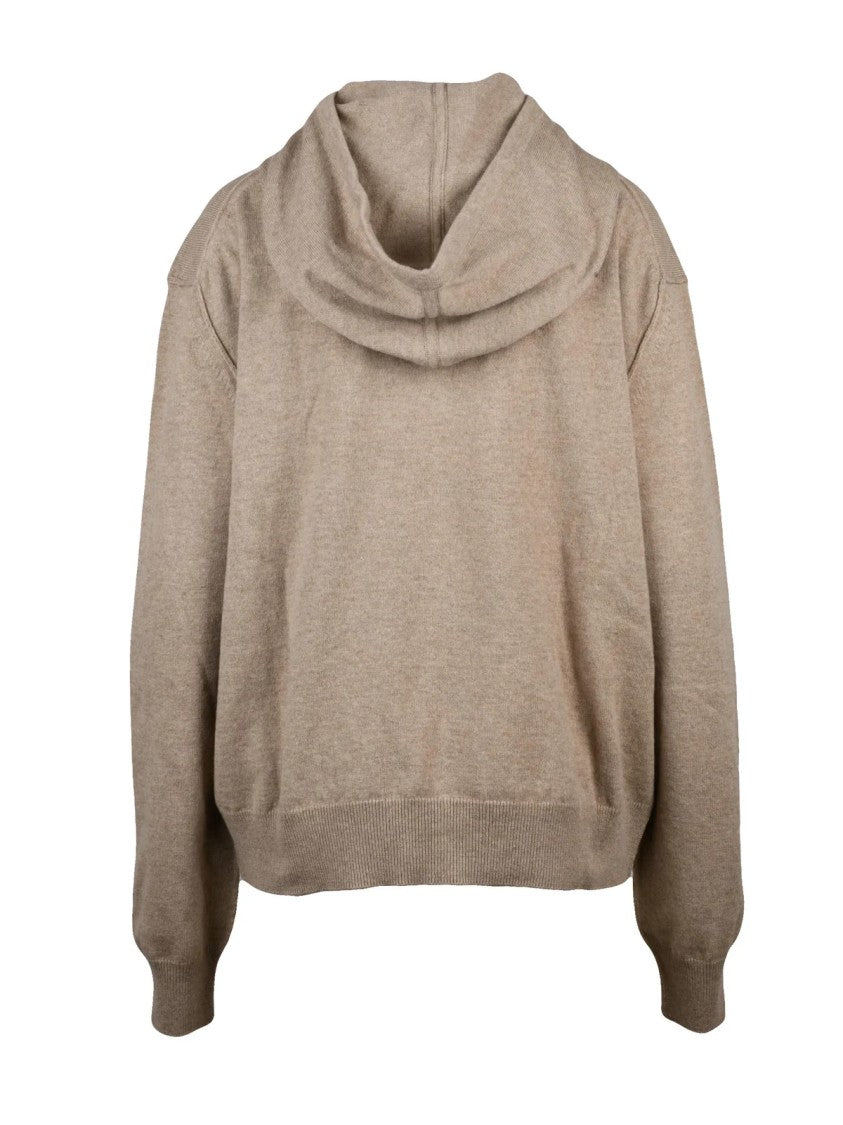 Maison Margiela Relaxed Fit Knit Sweatshirt With Hood And Textured Fabric