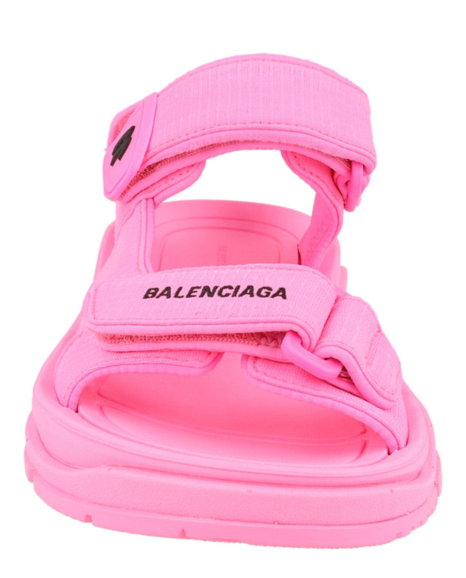 Balenciaga Multi-Strap Pink Sandals With Adjustable Closure And Rugged Sole