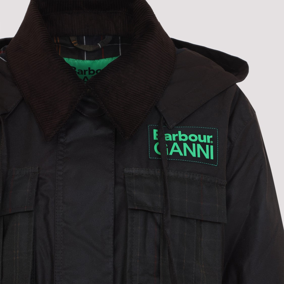 Barbour X Ganni Peplum Wax Brown Cotton Jacket