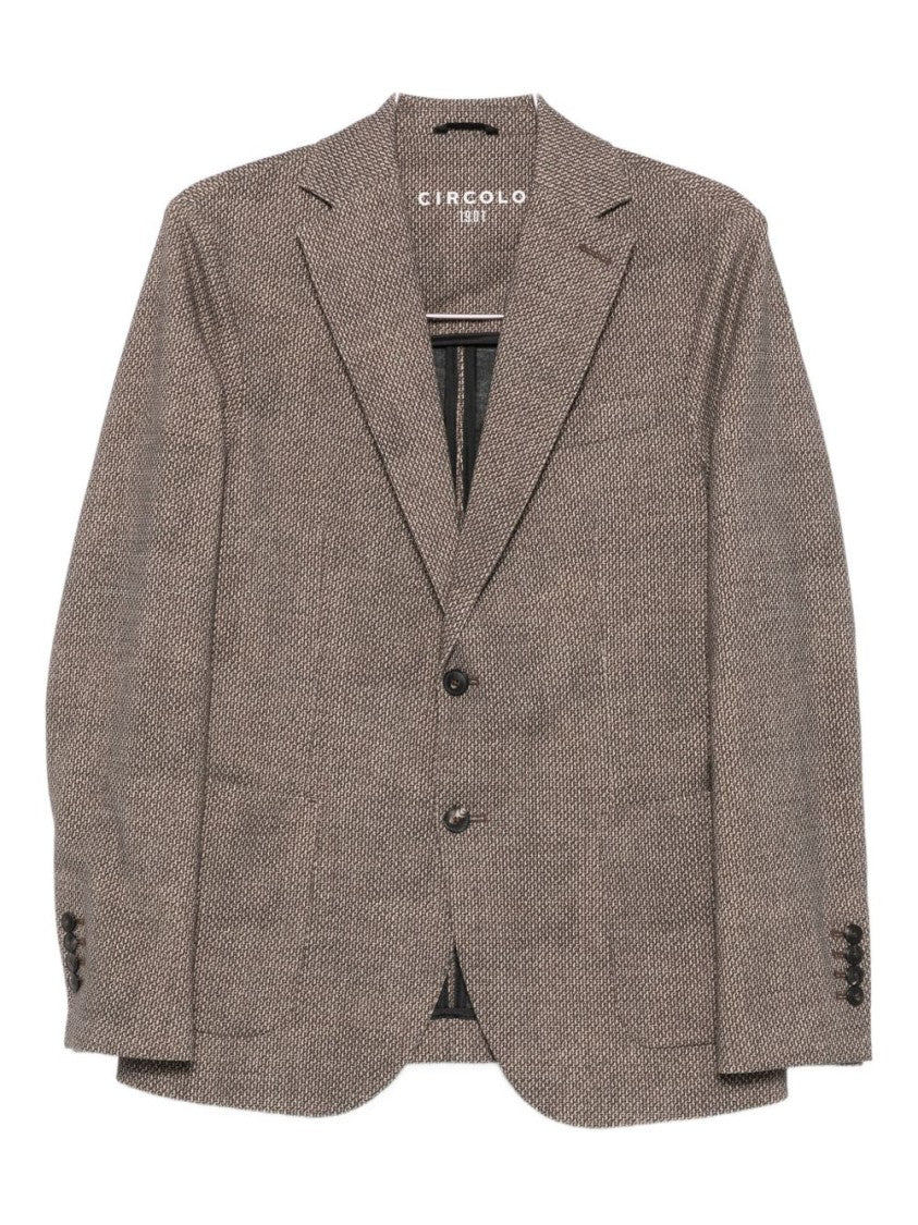 Circolo 1901 Textured Brown Blazer With Classic Two-Button Front