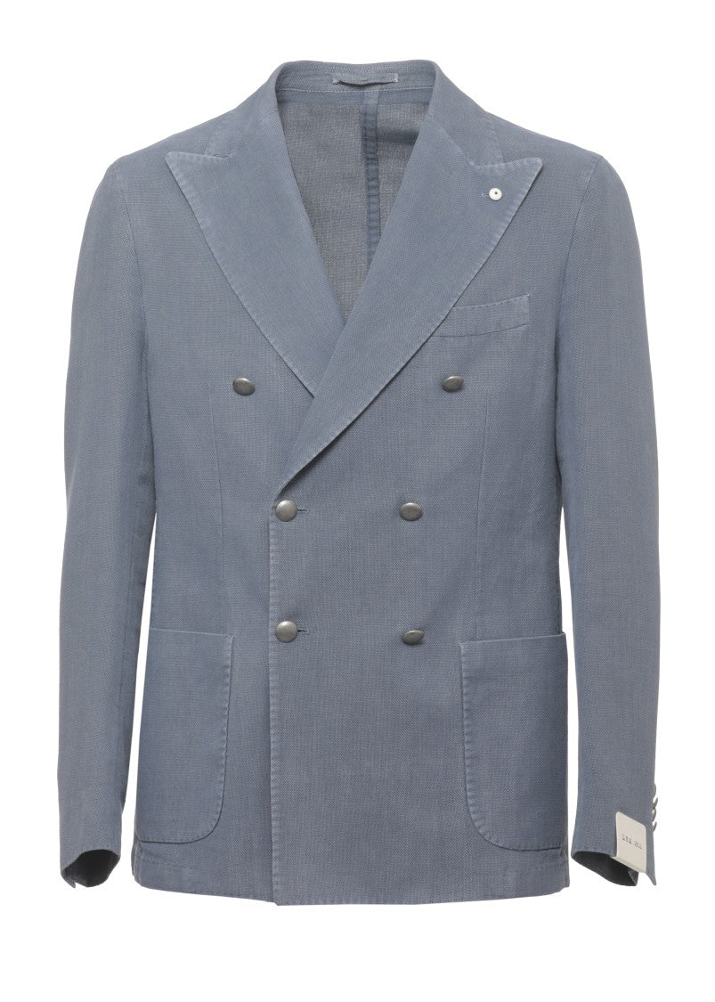 Lubiam Blue Peak Lapel Cotton Blazer