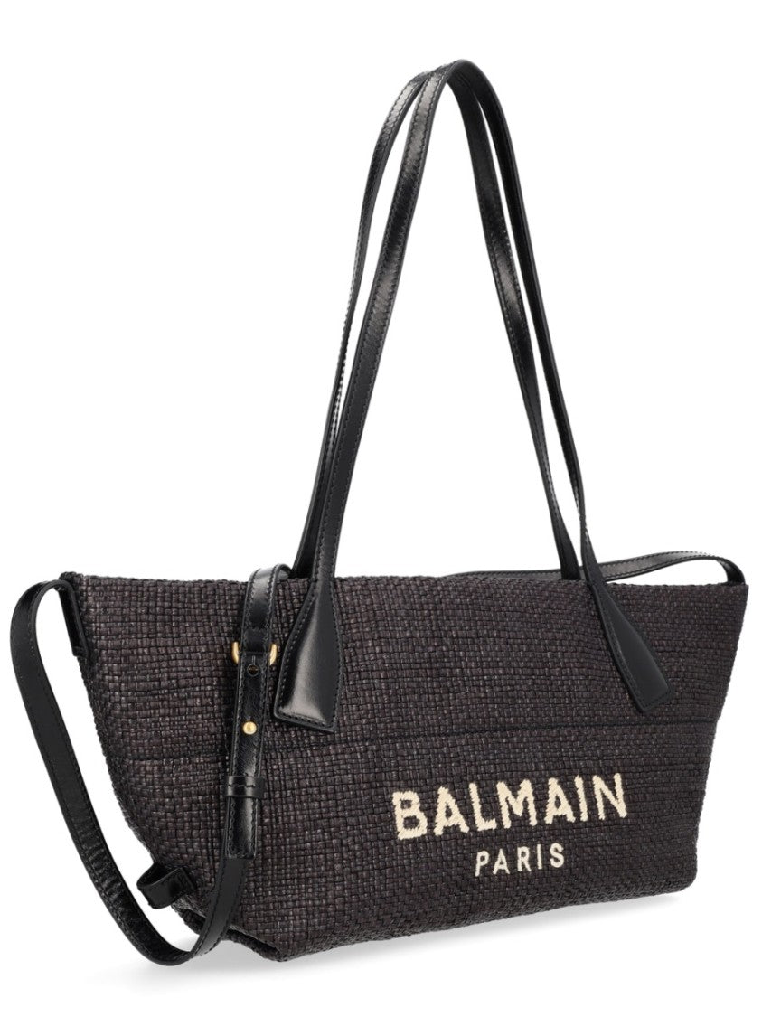 Balmain Small Track Embroidered Logo Tote Bag