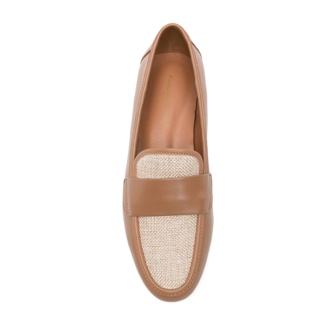 Adrianna Feretti Brown Textured Fabric Panel Leather Loafers