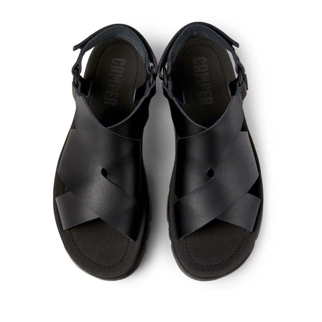 Camper Black Lasted Open-Toe Leather Sandals
